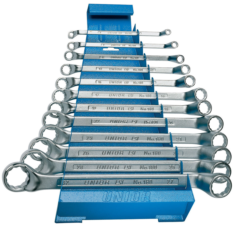 Unior Set of Offset Ring Wrenches on Metal Stand