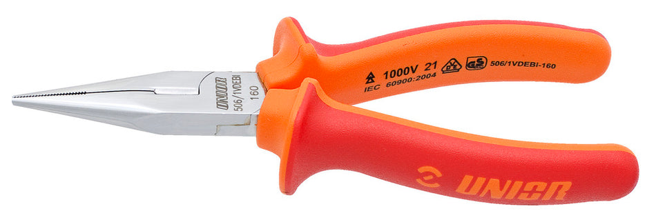 Unior Insulated Long Nose Pliers With Side Cutter