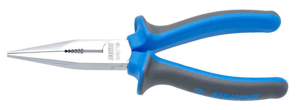 Unior Long Nose Pliers With Side Cutter And Pipe Grip, Straight, Chrome