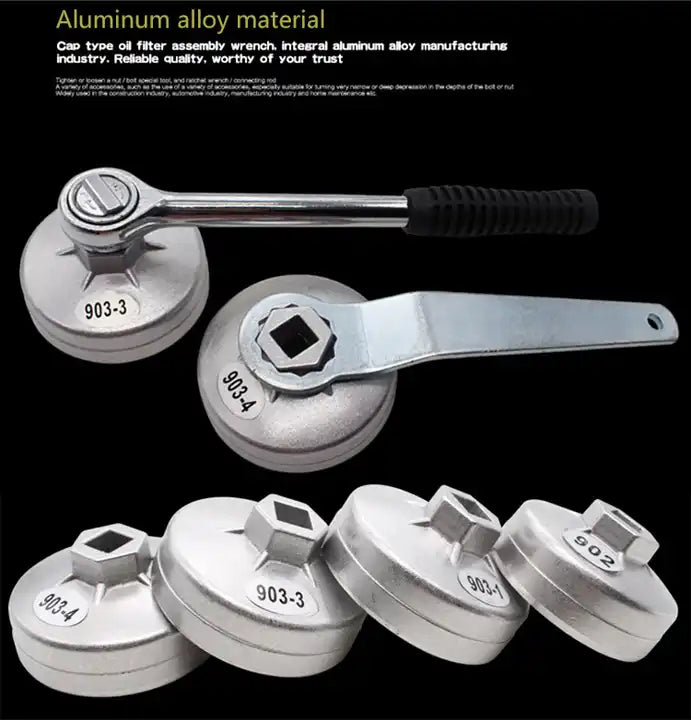 KZINO Universal Oil Filter Wrench & Removal Tool Set | Adjustable, Magnetic, For Flat & Round Filters