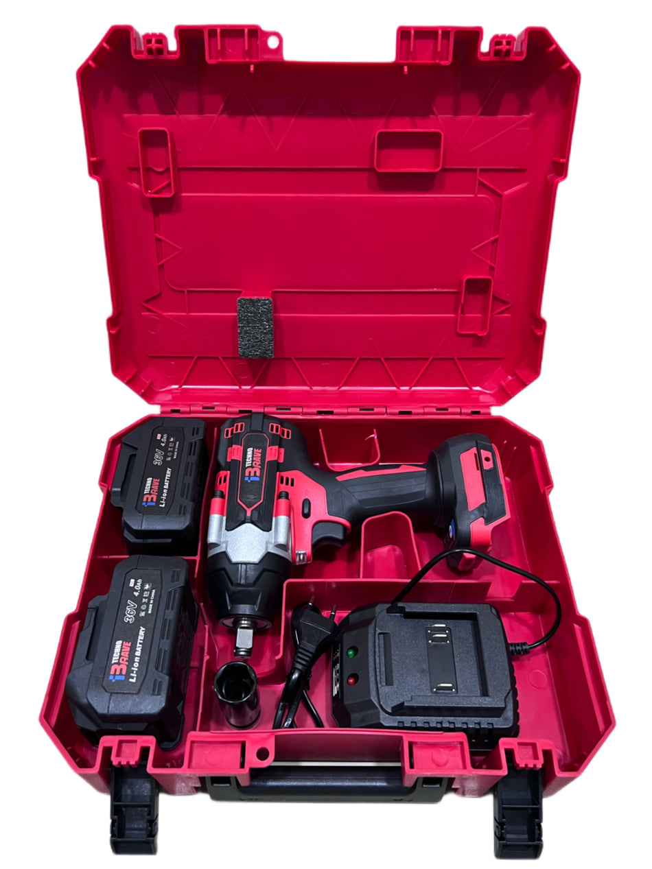 Cordless Impact Wrench 500Nm Set 2 x 36V, 4Ahm Batteries + 1 Charger, Techno Brave