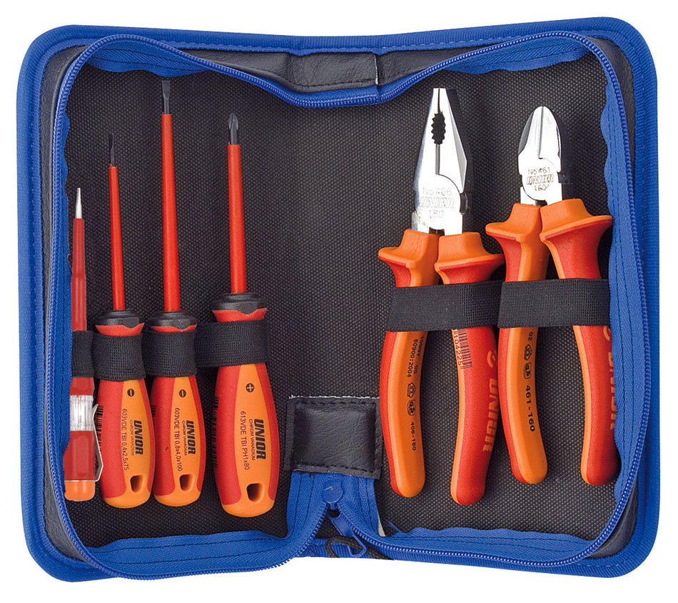 Unior Insulated Tool Set VDE BI In Bag, 6 Pieces Pliers + Screw Drivers