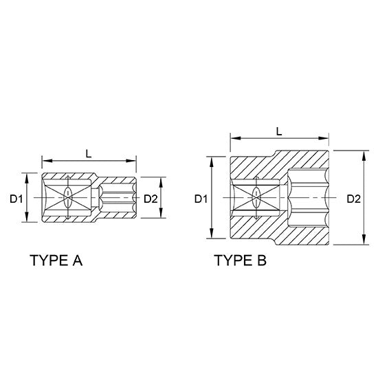 TOPTUL 1/4" DR. 6PT SOCKETS - METRIC