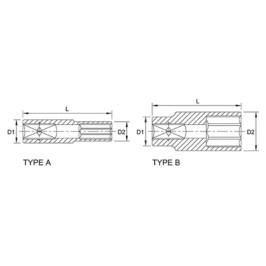 TOPTUL 1/4" DR. 6PT DEEP SOCKETS - METRIC