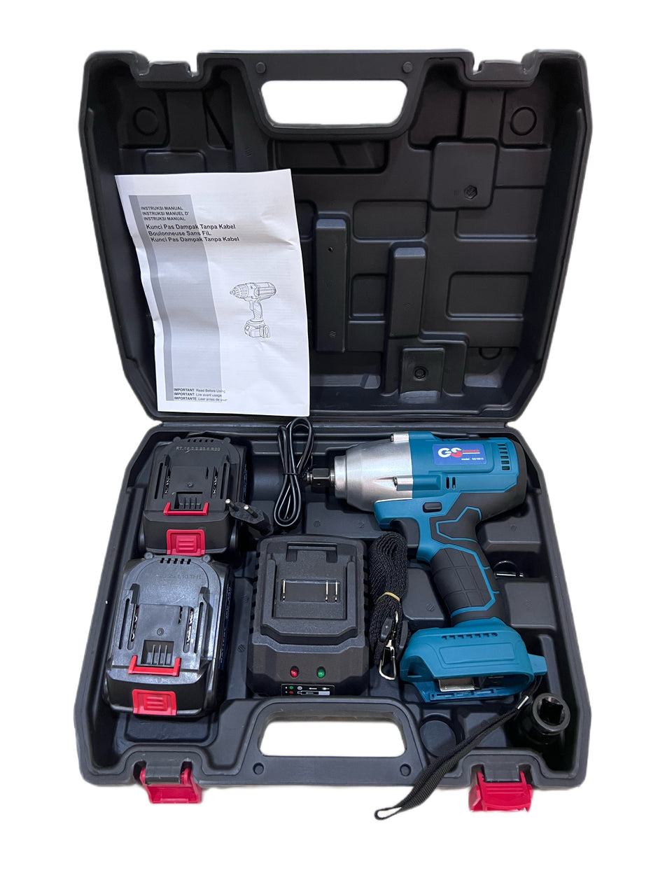 Cordless Impact Wrench Set 2 Bateries + 1 Charger Lithium Battery Set