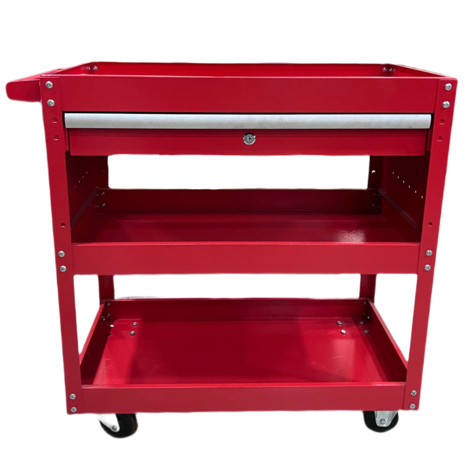 Utility Tool Cart Steel 3 Tier Mobile Storage Trolley with one Drawer