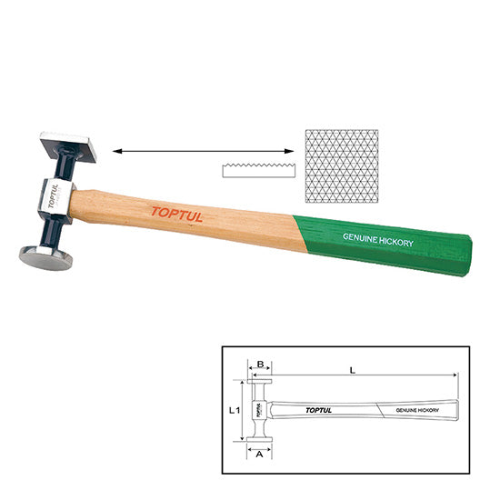 TOPTUL JFAB0133 Heavy Shrinking Hammer - Flat & Shrill Milled Square Face