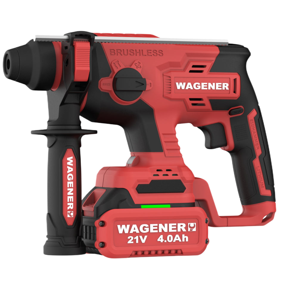 WAGENER WG-RH01 Cordless Rotary Hammer Compact SDS Plus 26 Set with 2x21V, 4Ahm Batteries + Charger