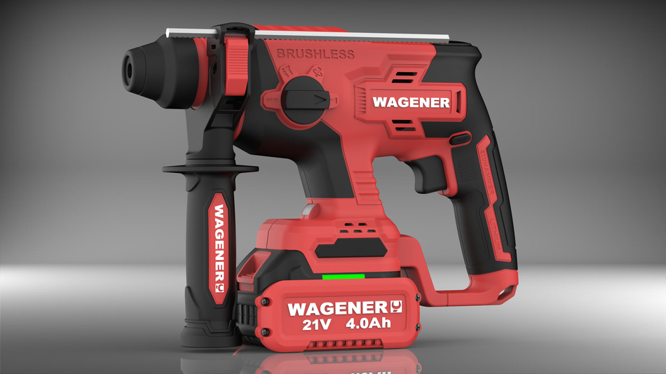 WAGENER WG-RH01 Cordless Rotary Hammer Compact SDS Plus 26 Set with 2x21V, 4Ahm Batteries + Charger